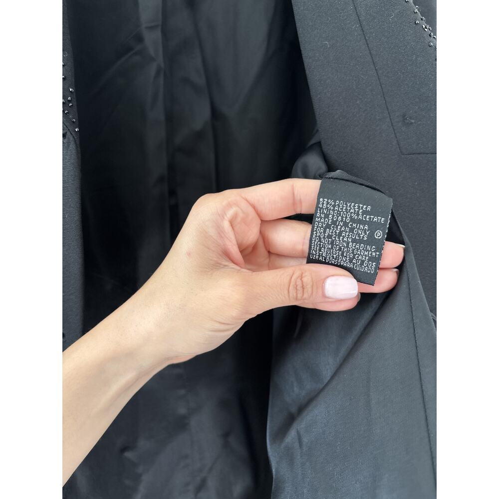 Tahari Black Beaded Lapel Blazer Size 14 - Picture 11 of 11
